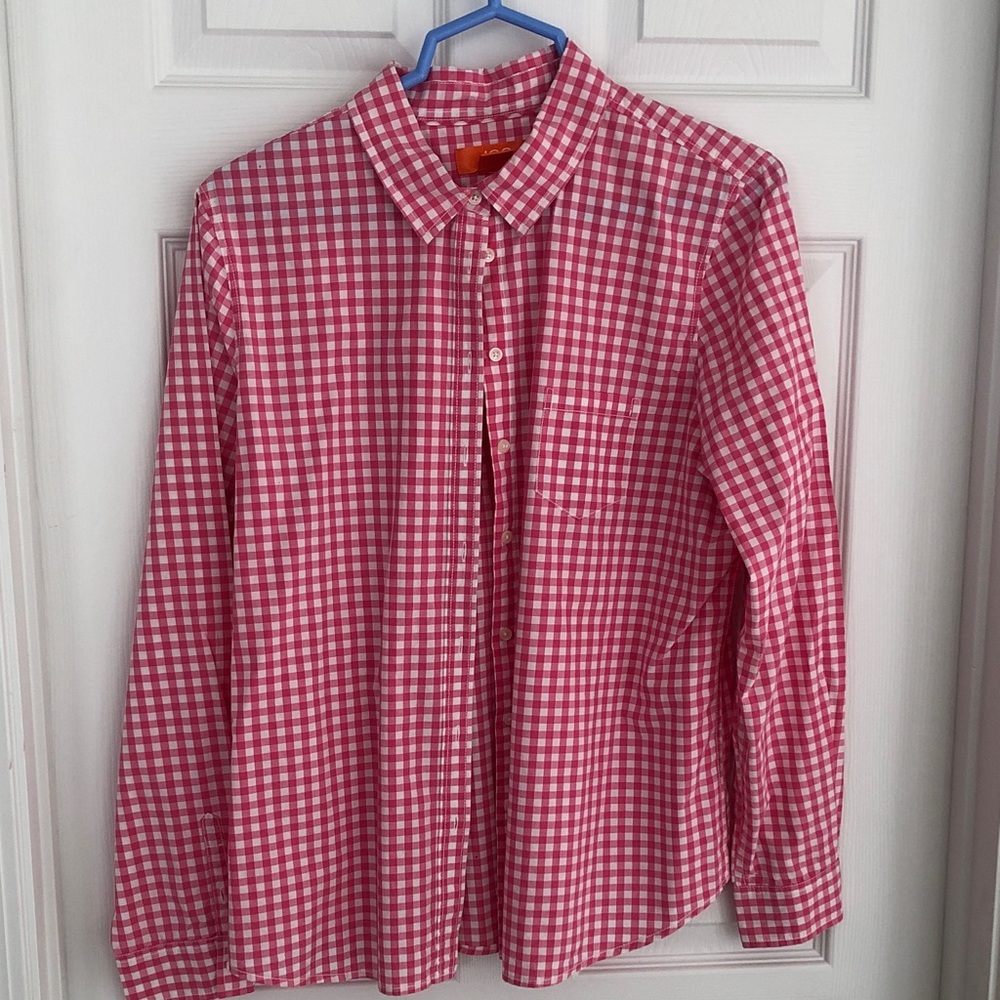 Joe Fresh Pink and White Gingham Button-Down Shirt